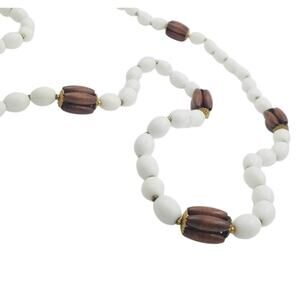 Vintage MIRIAM HASKELL Milk Glass Bead Necklace – 1950s Designer Signed Necklace